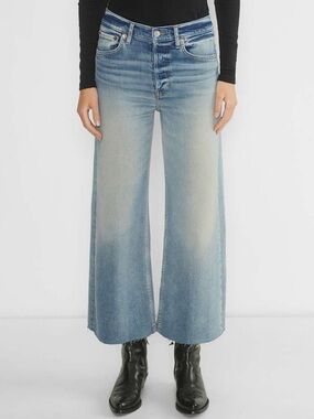 Re/Done Light Blue High Rise Cropped Wide-Leg Jeans Size 25